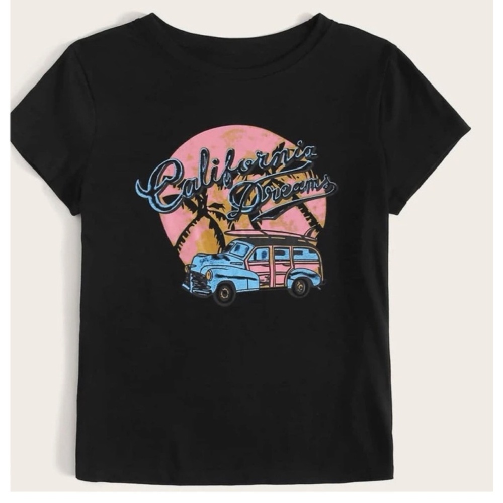 Shein Women’s Black Graphic "California Dreams" Tee-Shirt Size Medium - NEW